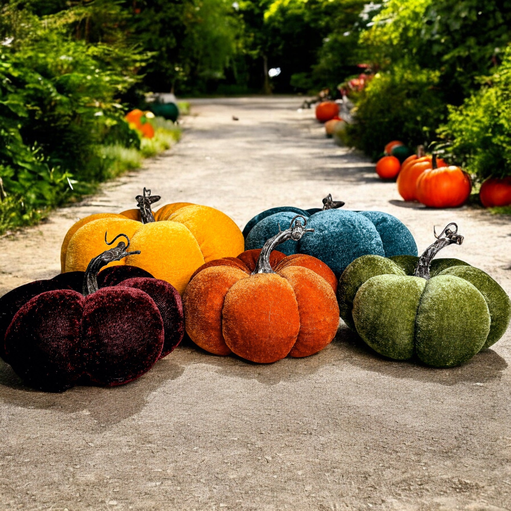 Velvet Pumpkins Handmade with stem